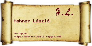 Hahner László névjegykártya